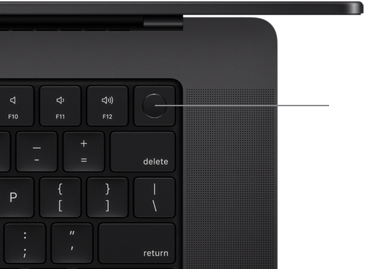     Vedere de sus a tastaturii MacBook Pro cu Touch ID