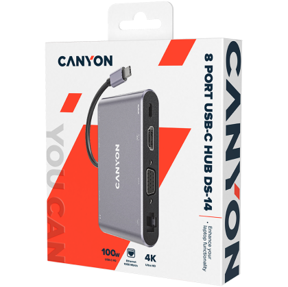 CANYON hub DS-14 8in1 4k USB-C Dark Grey