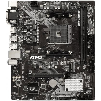 MSI Main Board Desktop B450 (SAM4, 2xDDR4, 1xPCI-Ex16, 2xPCI-Ex1, USB3.2, USB2.0, 4xSATA III, M.2, Raid, VGA, DVI-D, HDMI, GLAN) mATX Retail