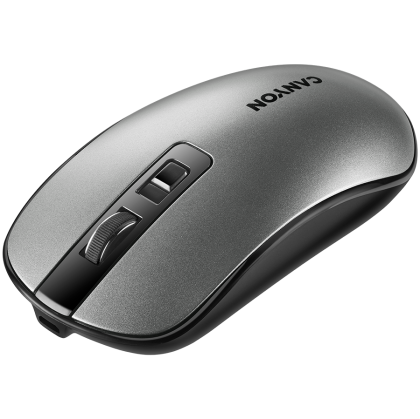 CANYON MW-18, 2.4GHz Wireless Rechargeable Mouse with Pixart sensor, 4keys, Silent switch for right/left keys,Add NTC DPI: 800/1200/1600, Max. usage 50 hours for one time full charged, 300mAh Li-poly battery, Dark grey, cable length 0.6m, 116.4*63.3*32.3m
