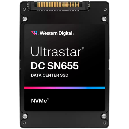 SSD Server WD Ultrastar DC SN655 NVMe 15.36TB 2.5"x15mm, BICS5 3D TLC, PCIe Gen4, U.3, SE, Read/Write: 6800/3700 MBps, IOPS 1100K/125K, TBW 22000, DWPD 1, SKU: 0TS2460