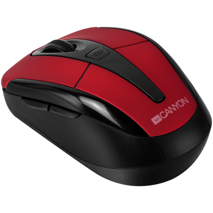 CANYON MSO-W6, 2.4GHz wireless optical mouse with 6 buttons, DPI 800/1200/1600, Red, 92*55*35mm, 0.054kg
