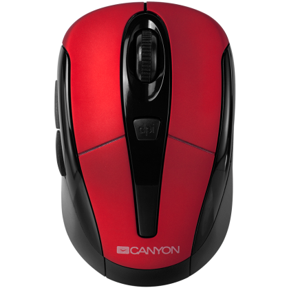 CANYON MSO-W6, 2.4GHz wireless optical mouse with 6 buttons, DPI 800/1200/1600, Red, 92*55*35mm, 0.054kg