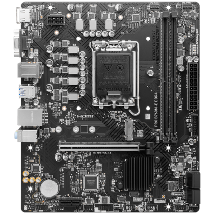 MSI Mainboard Desktop PRO B760M-E DDR4 (LGA1700, 2x DDR4, 1x HDMI, 1x VGA, 1x PCI-E x16, 1x PCI-E x1, 1x M.2, 4x SATA 6G, 8x USB 2.0, 4x USB 3.2 Gen1 Type A, GLAN) mATX