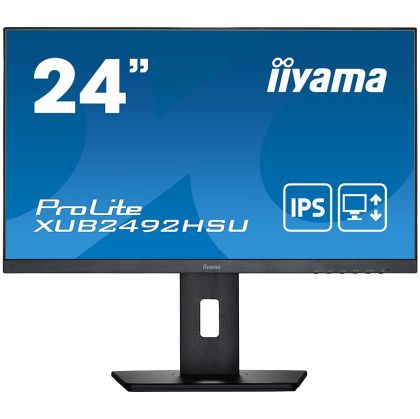 IIYAMA Monitor LED XUB2492HSU-B5 23.8" IPS 1920 x 1080 75Hz 250 cd/m² 1000:1 4ms VGA, HDMI, DP, USB 2.0 Hub, height, swivel, tilt, pivot, 3y, Black