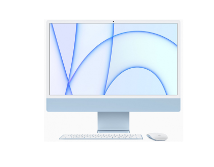 PC all in one Apple iMac 24 inch, Procesor Apple M1 CPU cu 8 nuclee, GPU cu 8nuclee, Neural Engine 16 nuclee, 24" 4.5K (4480x2520) 500niti, ram 8GB, 512GB SSD, tastatura ROM, culoare blue, macOS Ventura
