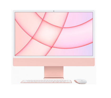 PC all in one Apple iMac 24 inch, Procesor Apple M1 CPU cu 8 nuclee, GPU cu 8nuclee, Neural Engine 16 nuclee, 24" 4.5K (4480x2520) 500niti, ram 8GB, 256GB SSD, tastatura ROM, culoare pink, macOS Ventura