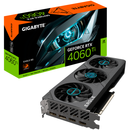 GIGABYTE Video Card NVIDIA GeForce RTX 4060 TI EAGLE 8G, GDDR6 8GB/128bit, PCI-E 4.0 x8, 2xHDMI, 2xDP, 1x8-pin, ATX 2-slot, Retail