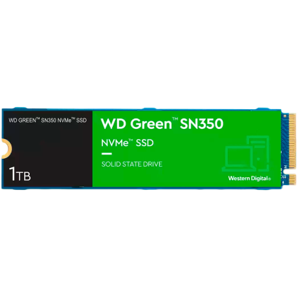 SSD WD Green SN350 1TB M.2 2280 PCIe Gen3 x4 NVMe QLC, Read/Write: 3200/2500 MBps, IOPS 300K/400K, TBW: 100