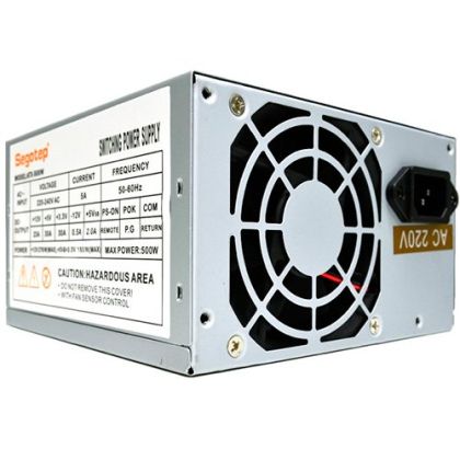 Power Supply Unit Segotep ATX-500W 500W PSU, 80 mm silent fan with automatic thermal control, 2 x SATA, 2 x Molex, 1 x Floppy, SCP/OCP/OVP, Passive PFC, bulk + power cord