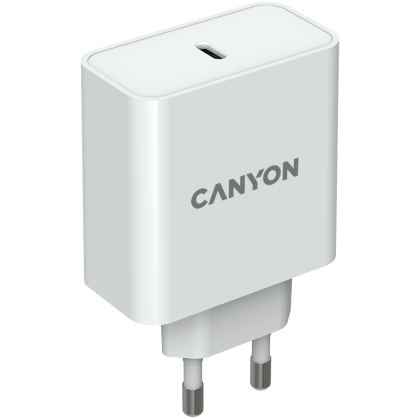 CANYON H-65, GAN 65W charger  Input:  100V-240V Output: 5.0V3.0A /9.0V3.0A /12.0V-3.0A/ 15.0V-3.0A /20.0V3.25A , Eu plug, Over- Voltage ,  over-heated, over-current and short circuit protection Compliant with CE RoHs,ERP. Size: 53*53*29mm, 110g, Whit