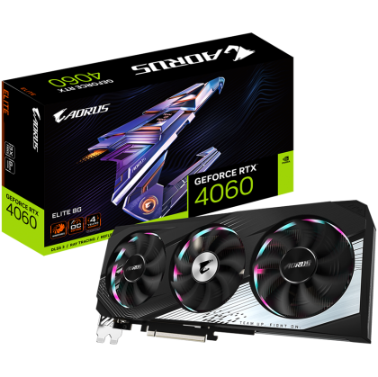 GIGABYTE Video Card NVIDIA GeForce RTX 4060 AORUS ELITE 8G, GDDR6 8GB/128bit, PCI-E 4.0 x8, 1x8-pin, Retail