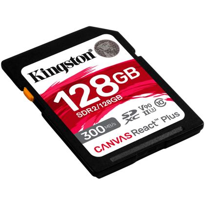 Kingston 128GB Canvas React Plus SDXC UHS-II 300R/260W U3 V90 for Full HD/4K/8K, EAN: 740617301960