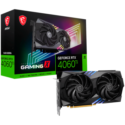 MSI Video Card Nvidia GeForce RTX 4060 Ti GAMING X16G, 16GB GDDR6, 128bit, Effective Memory Clock: 18000MHz, Boost: 2655 MHz, 4352 CUDA Cores, PCIe 4.0, 3x DP 1.4a, HDMI 2.1a, RAY TRACING, Dual Fan, 1x 8pin, 550W Recommended PSU, 3Y