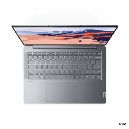 Laptop Lenovo Yoga Slim 6 14APU8, Procesor AMD Ryzen 7 7840U up to 5.1GHz, 14" WUGA (1920 x 1200) OLED glossy 400nits, ram 16GB soldered 6400MHz LPDDR5, 512GB SSD M.2 PCIe NVMe, AMD Radeon™ 780M Graphics, culoare Grey, DOS