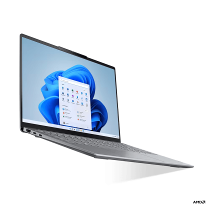 Laptop Lenovo Yoga Slim 6 14APU8, Procesor AMD Ryzen 7 7840U up to 5.1GHz, 14" WUGA (1920 x 1200) OLED glossy 400nits, ram 16GB soldered 6400MHz LPDDR5, 512GB SSD M.2 PCIe NVMe, AMD Radeon™ 780M Graphics, culoare Grey, DOS