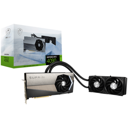MSI Video Card NVidia GeForce RTX 4090 SUPRIM LIQUID X 24G, 24GB GDDR6X, 384-bit, 2625 MHz Boost, 16384 CUDA Cores, 3x DP 1.4a, HDMI 2.1a, RAY TRACING, 1000W Recommended PSU, 3Y