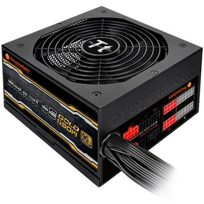 Power Supply Unit Thermaltake Smart SE 530W Gold Modular PSU, 80 PLUS Gold, efficiency 90%, single rail (45A), 140 mm silent fan with automatic thermal control, 2 x 6+2pin PCIE, 6 x SATA, 3 x Molex, 1 x Floppy, 1 x 4+4pin EPS12V, SCP/OVP/OCP/OPP/UVP, safe