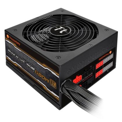 Power Supply Unit Thermaltake Smart SE 530W Modular PSU, efficiency 87%, single rail (41A), 140 mm silent fan with automatic thermal control, 2 x 6+2pin PCIE, 6 x SATA, 3 x Molex, 1 x Floppy, 1 x 4+4pin EPS12V, SCP/OVP/OCP/OPP/UVP, Active PFC, dimensions: