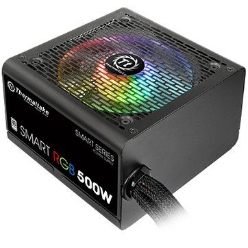 Power Supply Unit Thermaltake Smart RGB 500W PSU, 80 PLUS, efficiency 82-86%, single rail (35A), 120 mm silent fan with automatic thermal control, RGB fan button (Red/Green/Blue/Yellow/Purple/Light Blue/White, 256 Color RGB Cycle, Solid Red/Green/Blue/Yel