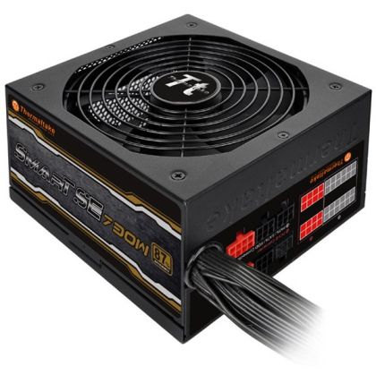 Power Supply Unit Thermaltake Smart SE 730W Modular PSU, efficiency 87%, single rail (57A), 140 mm silent fan with automatic thermal control, 4 x 6+2pin PCIE, 6 x SATA, 3 x Molex, 1 x Floppy, 1 x 4+4pin EPS12V, SCP/OVP/OCP/OPP/UVP, Active PFC, sizes: 150 