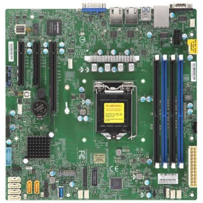 Supermicro mainboard server MBD-X11SCL-F-O Single Socket H4 (LGA 1151), 6 SATA3 (6Gbps) ports; RAID 0, 1, 5, 10; 2x 1GbE LAN with Intel i210-AT; 1 PCI-E 3.0 x8 (in x16), 2 PCI-E 3.0 x4 (in x8), retail