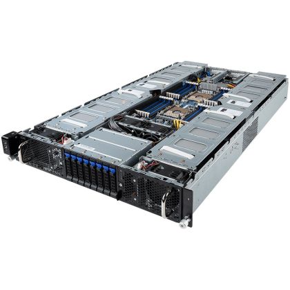 Gigabyte Rack Server G291-280, 2nd Gen. Intel Xeon Scalable and Intel Xeon Scalable, Supports up to 8 x double slot GPU, 24 x DIMMs, 2 x 10Gb/s BASE-T LAN, 8 x 2.5" hot-swap HDD/SSD, 8 x PCIe Gen3, 2 x PCIe x16 slots for add-on cards, Dual 2200W