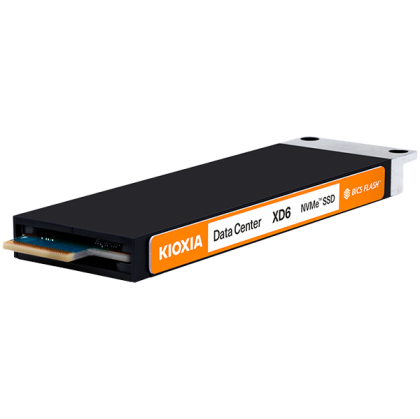 SSD Data Server KIOXIA XD6 3.84TB PCIe Gen4 x4 (64GT/s) NVMe 1.3c, BiCS Flash 3D, E1.S form factor (9.5mm height), Read/Write: 6500/2350 MBps, IOPS 880K/90K, DWPD 1