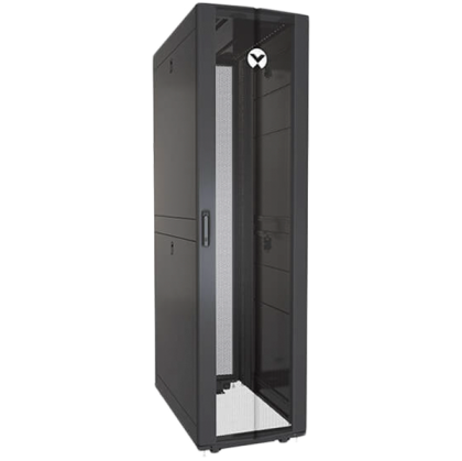 Rack 48U 2265mm (96.16”)H x 800mm (31.50”)W x 1115mm (43.89”)D with (1) 77% Perforated Locking Front Door, (2) 77% Perforated Split Locking Rear Doors, Color RAL 7021 Black gray