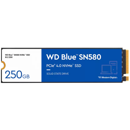 SSD WD Blue SN580 250GB M.2 2280 PCIe Gen4 x4 NVMe TLC, Read/Write: 4000/2000 MBps, IOPS 240K/470K, TBW: 150