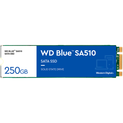 SSD WD Blue SA510 250GB SATA, M.2 2280, Read/Write: 555/440 MBps, IOPS 80K/78K, TBW: 100
