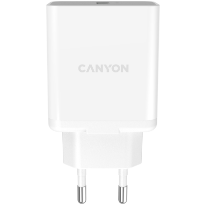 Canyon, Wall charger with 1*USB, QC3.0 24W, Input: 100V-240V, Output: DC 5V/3A,9V/2.67A,12V/2A, Eu plug, Over-load,  over-heated, over-current and short circuit protection, CE, RoHS ,ERP. Size:89*46*26.5 mm,58g, White