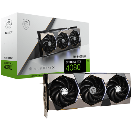 MSI Video Card Nvidia GeForce RTX 4080 16GB SUPRIM X, 16GB GDDR6X, 256bit, Effective Memory Clock: 22400MHz, Boost: 2625 MHz, 9728 CUDA Cores, PCIe 4.0, 3x DP 1.4a, HDMI 2.1a, RAY TRACING, Triple Fan, 850W Recommended PSU, 3Y