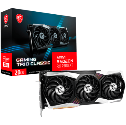 MSI Video Card AMD Radeon RX 7900 XT GAMING TRIO CLASSIC 20G, 20GB GDDR6, 320-bit, 5376 units, Boost: 2400 MHz, 3x DP 2.1, HDMI 2.1, 750W Recommended PSU, 3Y