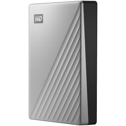 HDD Extern WD My Passport Ultra 4TB, 256-bit AES hardware encryption, Backup Software, Slim, USB 3.2 Gen 1 Type-C up to 5 Gb/s, Silver