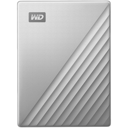 HDD Extern WD My Passport Ultra 4TB, 256-bit AES hardware encryption, Backup Software, Slim, USB 3.2 Gen 1 Type-C up to 5 Gb/s, Silver