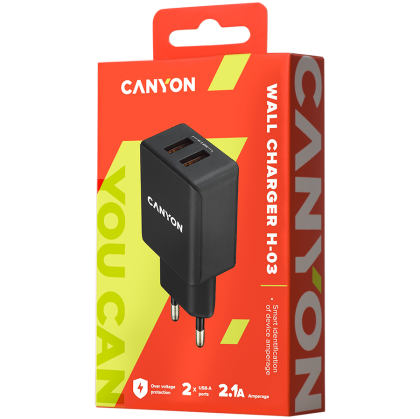 CANYON charger H-03 2.1A/2USB-A Black
