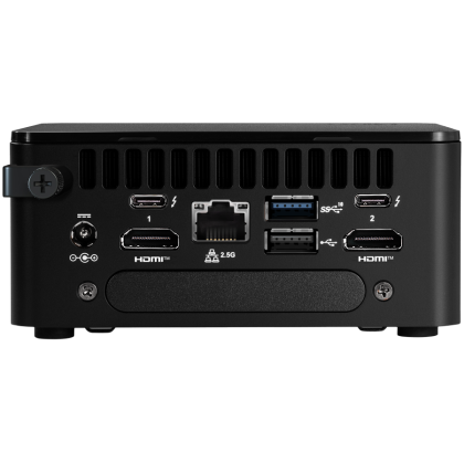 ASUS NUC 13 Pro Kit, NUC13ANHi5, Core i5-1340P Processor, 4xUSB, M.2 22x80 NVMe; 22x42 SATA, 2.5'' SATA slot, 2,5Gbe LAN, 2xHDMI, 2x Thunderbolt 4 (USB-C+DP), EU cord, single unit, EAN:5032037267922