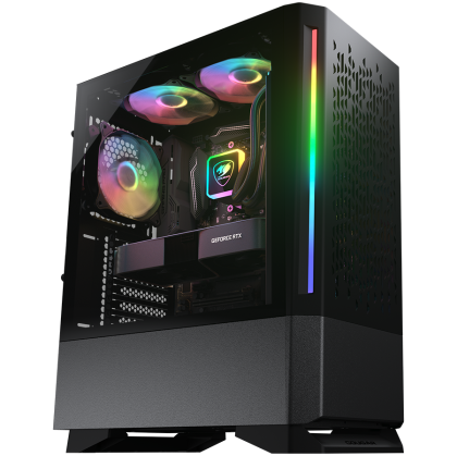COUGAR | MX430 Air RGB Black | PC Case | Mid Tower / Air Vents Front Panel with ARGB strips / 3 x ARGB Fans / 4mm TG Left Panel