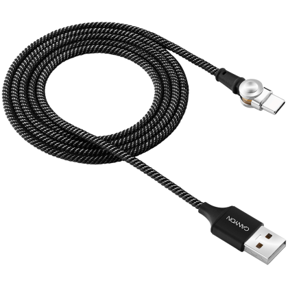 CANYON UC-8 Rotating magnetic Type C charging cable (no data transfer), USB2.0, Power output 5V/2A, OD 3.2mm, with Short-circuit protection, cable length 1m, Black, 16*6*1000mm, 0.024kg