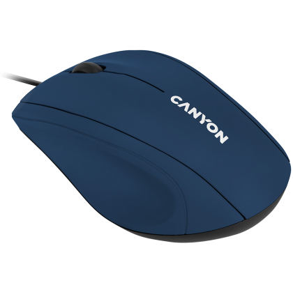 CANYON M-05, Wired Optical Mouse with 3 keys, DPI 1000 With 1.5M USB cable,Blue,size72*108*40mm weight:0.077kg