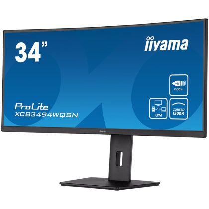 IIYAMA Monitor XCB3494WQSN-B5 34" ETE UW IPS-panel, 3440x1440 120Hz, 300cd/m², 0,4ms MPRT, Speakers, USB-C Dock (LAN, DP-Out, 65W PD), DisplayPort, HDMI, KVM, USB3.0x3, FreeSync Premium, 15cm Height Adj. Stand