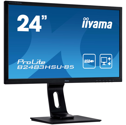 IIYAMA Monitor 24"  VA-panel, 1920x1080, 4ms, 15cm Height Adj. Stand, Pivot, 250cd/m², HDMI, DisplayPort, USB-HUB, Speakers (23,8"VIS)
