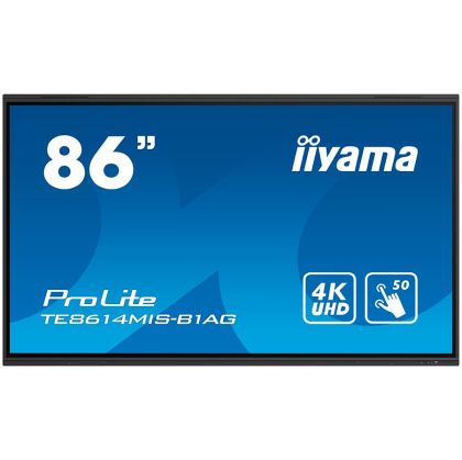 IIYAMA LFD TE8614MIS-B1AG 86" Interactive 4K LCD Touchscreen redefining Interactive display excellence VA 3840 x 2160 435 cd/m² 4000:1 6.5ms Touch points 50, 10pt writing iiWare 11 Android 13 OS