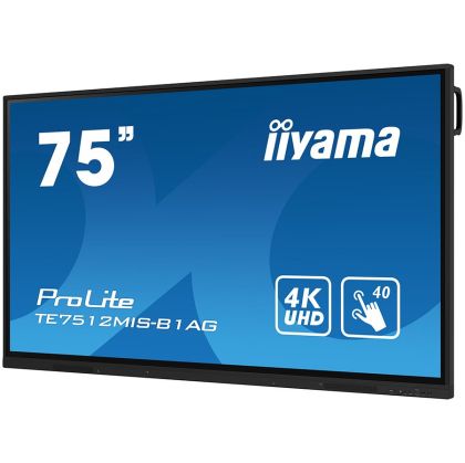 Iiyama ProLite TE7512MIS-B1AG75" Diagonal Class (74.5" viewable) LED-backlit LCD display interactive digital signage with touchscreen 4K UHD (2160p) 3840 x 2160 Direct LED black bezel with matte finish