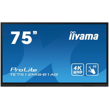 Iiyama ProLite TE7512MIS-B1AG75" Diagonal Class (74.5" viewable) LED-backlit LCD display interactive digital signage with touchscreen 4K UHD (2160p) 3840 x 2160 Direct LED black bezel with matte finish