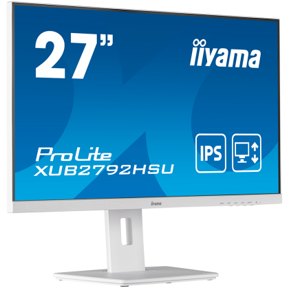 IIYAMA Monitor LED XUB2792HSU-W5 27" 1920 x 1080 @75Hz 1000:1 4ms height, pivot (rotation), swivel, tilt VGA HDMI DP USB HUB White