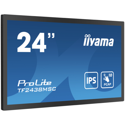 IIYAMA Monitor LED TF2438MSC-B1 TOUCH 23.8” 10pt Optical Bonded PCAP Open Frame 1920 x 1080 600cd 1000:1 5ms bonded PCAP HDMI DP USB landscape, portrait, face-up