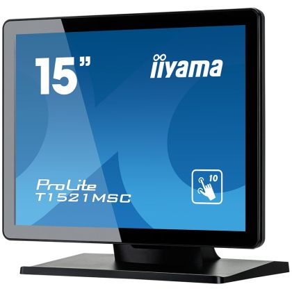 IIYAMA Monitor 15" PCAP Bezel Free Front, 10P Touch, 1024x768, Speakers, VGA, 325cd/m² (with touch), 700:1, 8ms, USB Interface, External Power Adapter, Multitouch with supported OS