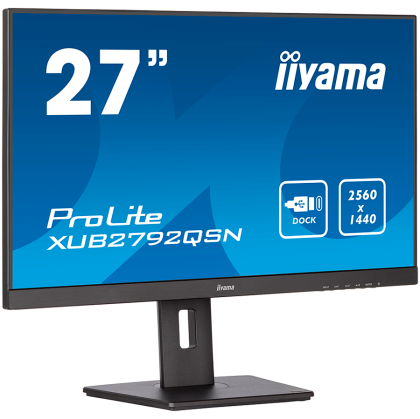 IIYAMA Monitor LED XUB2792QSN-B5 27’’ WQHD IPS USB-C Dock with RJ45 350 cd/m² 1000:1 4ms HDMI DP USB 3.0 DP Out Daisy Chain Full Ergo PRO